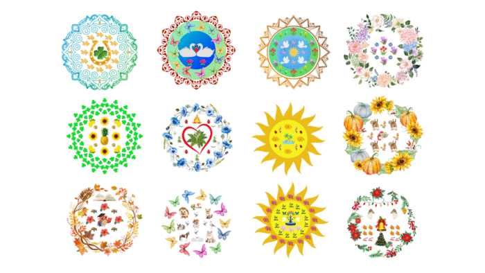 Mandala kalender 2012 - 12 kuu mandalate pildid koos